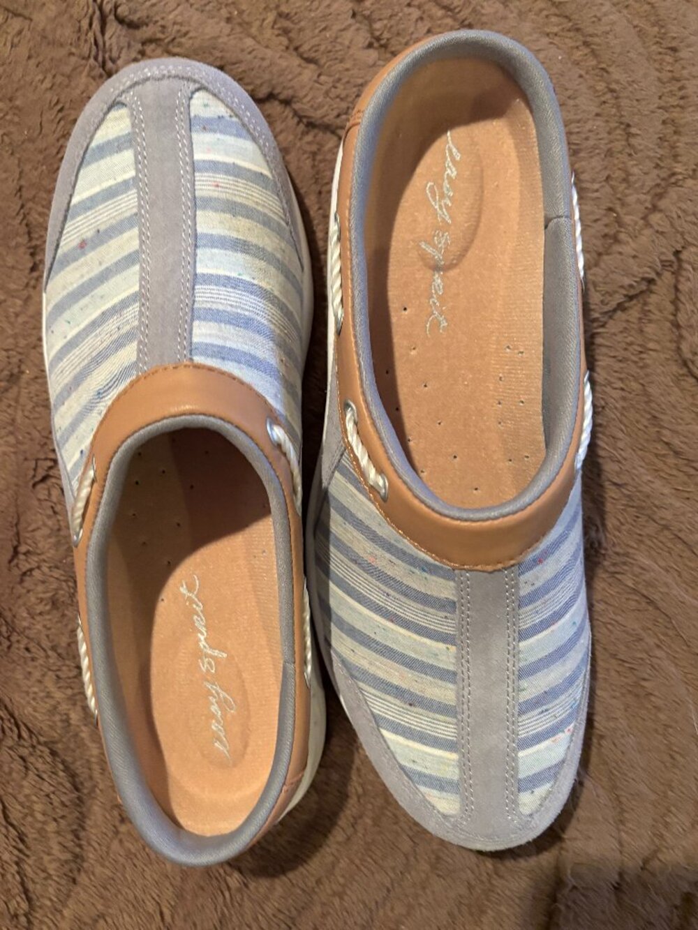 Easy Spirit Travelport Slip On Light Blue Stripe Size 9 1/2M NIB Original $79